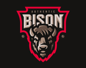 Bison modern logo. Bull template design emblem for a sport and eSport team. © augustos