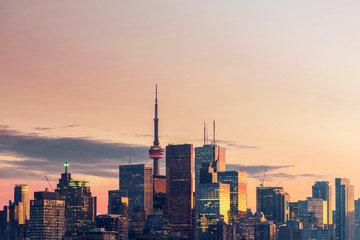 Fototapeta premium Toronto city view from Riverdale Avenue at Night. Ontario, Canada