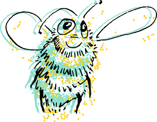 Fun vector illustration of a bee - in three colors