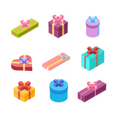 Isometric gift box set. Vector illustration