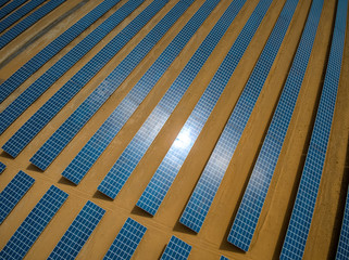 Solar Power Station: Rows of Solar Panels - Aerial View