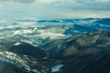 Green valley in winter