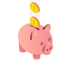 Isometric piggy bank. Vector illustration.