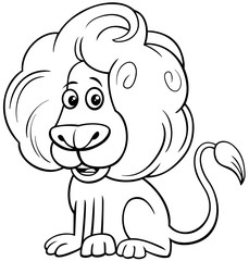 lion comic animal character cartoon color book
