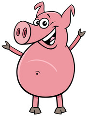 happy comic pig character cartoon illustration