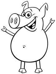 happy comic pig cartoon character color book
