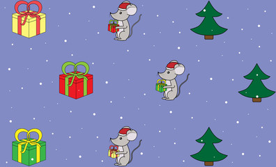 mouse with gifts for the new year