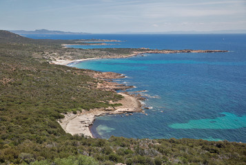 Coastal panoramic landscape, Roccapina, Corsica island, France.