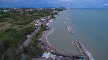 aerial view Suchada beach Rayong Thailand