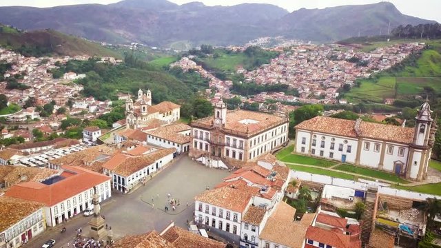 Aerial footage of Ouro Preto, Minas Gerais - Brazil