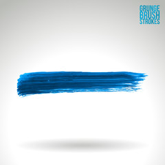 Blue brush stroke and texture. Grunge vector abstract hand - painted element. Underline and border design.