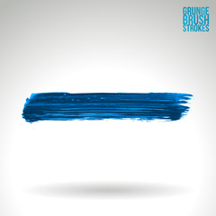 Blue brush stroke and texture. Grunge vector abstract hand - painted element. Underline and border design.