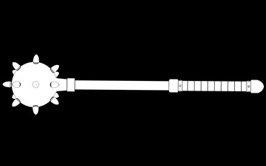 3d illustration of medieval viking mace isolated