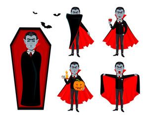 Happy Halloween. Handsome cartoon vampire - obrazy, fototapety, plakaty
