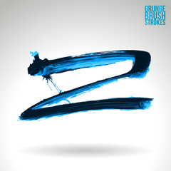 Blue brush stroke and texture. Grunge vector abstract hand - painted element. Underline and border design.