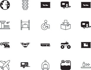 transport vector icon set such as: electronic, lights, post, buggy, general purpose, repair, global, storage, diesel, room, school, lock, port, auto, quad, open, canister vector icon, security