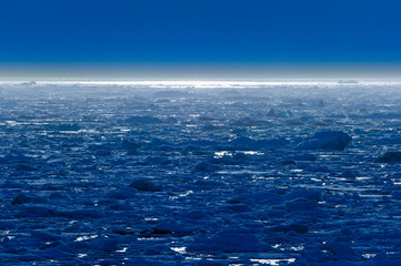 Sunset over an ice pack in the Arctic Circle, Nordaustlandet, Svalbard, Norway