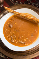 Turkish Lamb and Red Lentil Soup with Chickpeas.