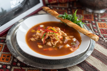 Turkish Red Lentil Soup with Noodles, Eriste Corbasi.