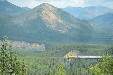 Train crossing River in Alaska