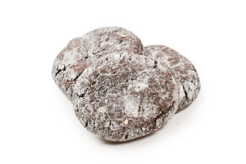 Chocolate cookies isolated on white background.