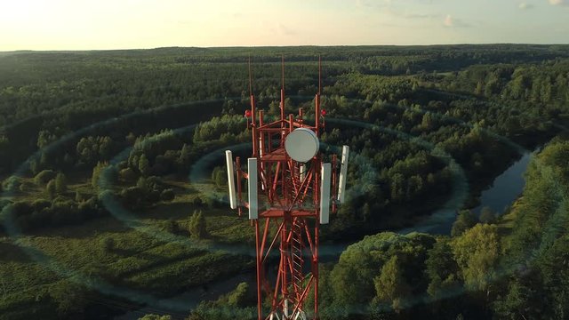 Computer animation of a 5g cellular networks waves