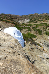 Photo from picturesque chapel and seascape of Agia Anna, Amorgos island, Cyclades, Greece