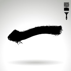 Black brush stroke and texture. Grunge vector abstract hand - painted element. Underline and border design.