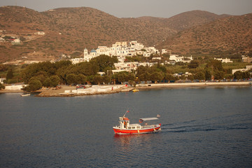 Fototapeta na wymiar Photo from picturesque port and village of Katapola, Amorgos island, Cyclades, Greece