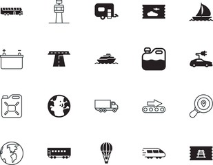 transport vector icon set such as: mobile, coach, pixel, website, science, airline, post, lifestyle, industrial, airship, conveyor, circle, basket, nature, plug, minus, portable, linear, site