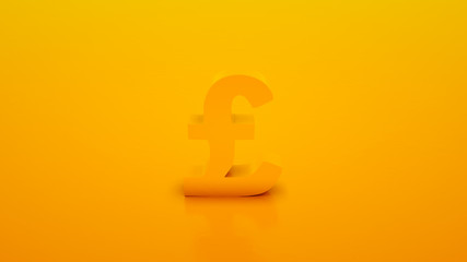 Pound symbol isolated on yellow color background. 3d illustration