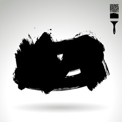 Black brush stroke and texture. Grunge vector abstract hand - painted element. Underline and border design.