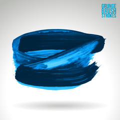 Blue brush stroke and texture. Grunge vector abstract hand - painted element. Underline and border design.