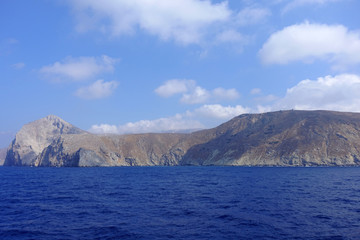 Fototapeta premium Photo from picturesque port and village of Aigiali in island of Amorgos, Cyclades, Greece