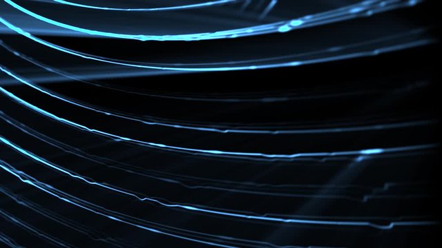 Blue digital technology particles on black background (Looping)