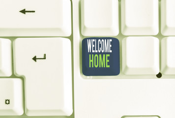 Word writing text Welcome Home. Business photo showcasing Expression Greetings New Owners Domicile...