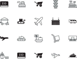 transport vector icon set such as: logistics, combine, direction, abstract, hand, battery, harbor, loading, street, wave, rural, wheat, engineering, carton, regulation, guidance, stop, rail, mine