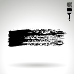 Black brush stroke and texture. Grunge vector abstract hand - painted element. Underline and border design.