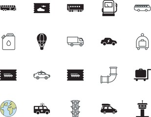 transport vector icon set such as: support, planet, piping, airline, medical, patrol, school, sketch, squad, motor, roof, tour, ambulance, logistic, controller, benzine, beautiful, bottle, jerry