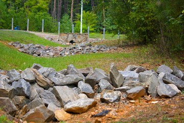 Symmetrical rock in a park