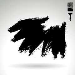 Black brush stroke and texture. Grunge vector abstract hand - painted element. Underline and border design.