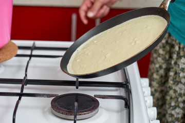 Cooking pancakes at home