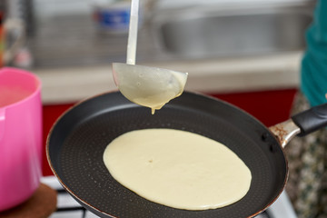 Cooking pancakes at home