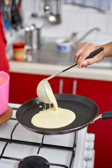 Cooking pancakes at home