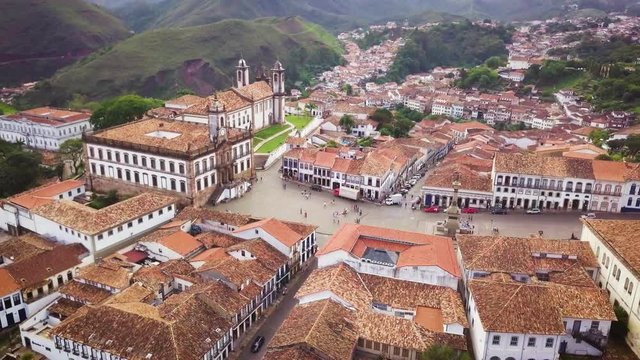 Aerial footage of Ouro Preto, Minas Gerais - Brazil