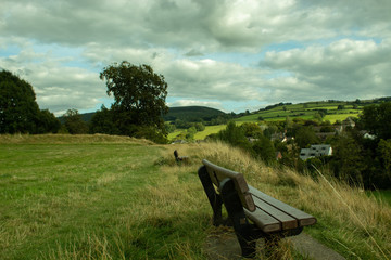 Benches at green field