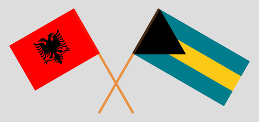 Bahamas and Albania. Crossed Bahamian and Albanian flags
