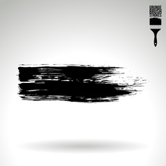 Black brush stroke and texture. Grunge vector abstract hand - painted element. Underline and border design.