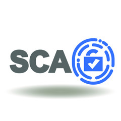 SCA Fingerprint Open Pad Lock Check Mark Icon Vector. Strong Customer Authentication Privacy Personal Data Payment Logo.