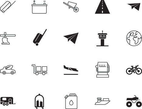 transport vector icon set such as: plus, extreme, cold, summer, sail, send, motocross, eps, lock, jet, stock, drop, mountain, landing, eco, hybrid, exercise, empty, circle, jerry, portable, boat